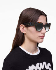 Marc Jacobs The J Marc Square Sunglasses Havana Multi ACCESSORIES