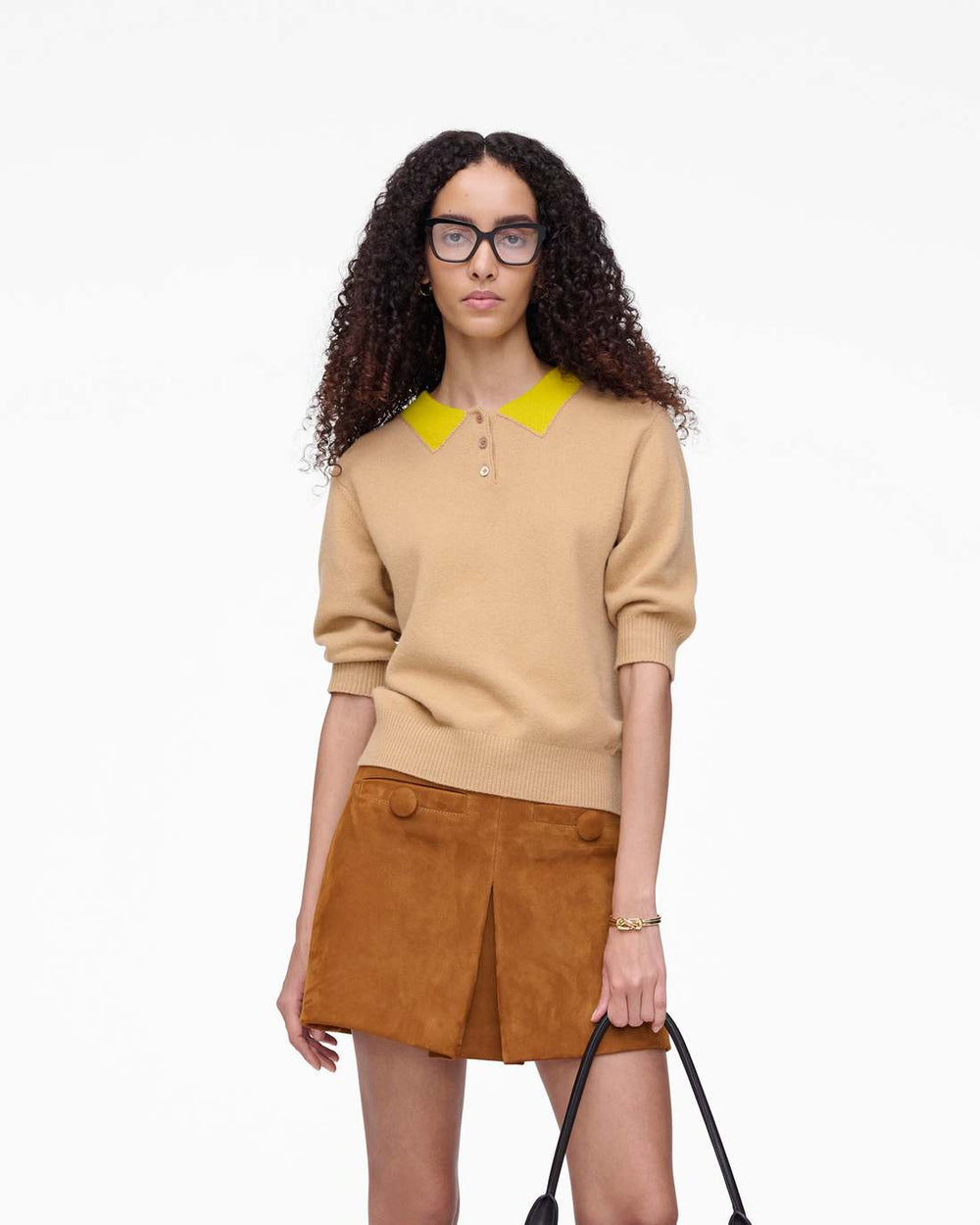 Marc Jacobs Trompe L'Oeil Knit Polo Camel READY TO WEAR
