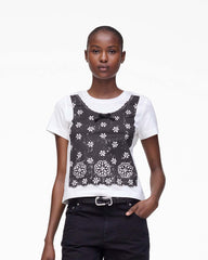 Marc Jacobs Trompe L'Oeil Eyelet Slim Tee White Multi READY TO WEAR