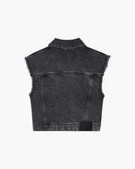 Marc Jacobs The Crystal Daisy Denim Vest Black READY TO WEAR