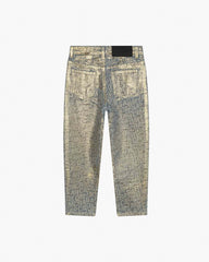 Marc Jacobs The Metallic Jumbled Logo Jeans Gold READY TO WEAR