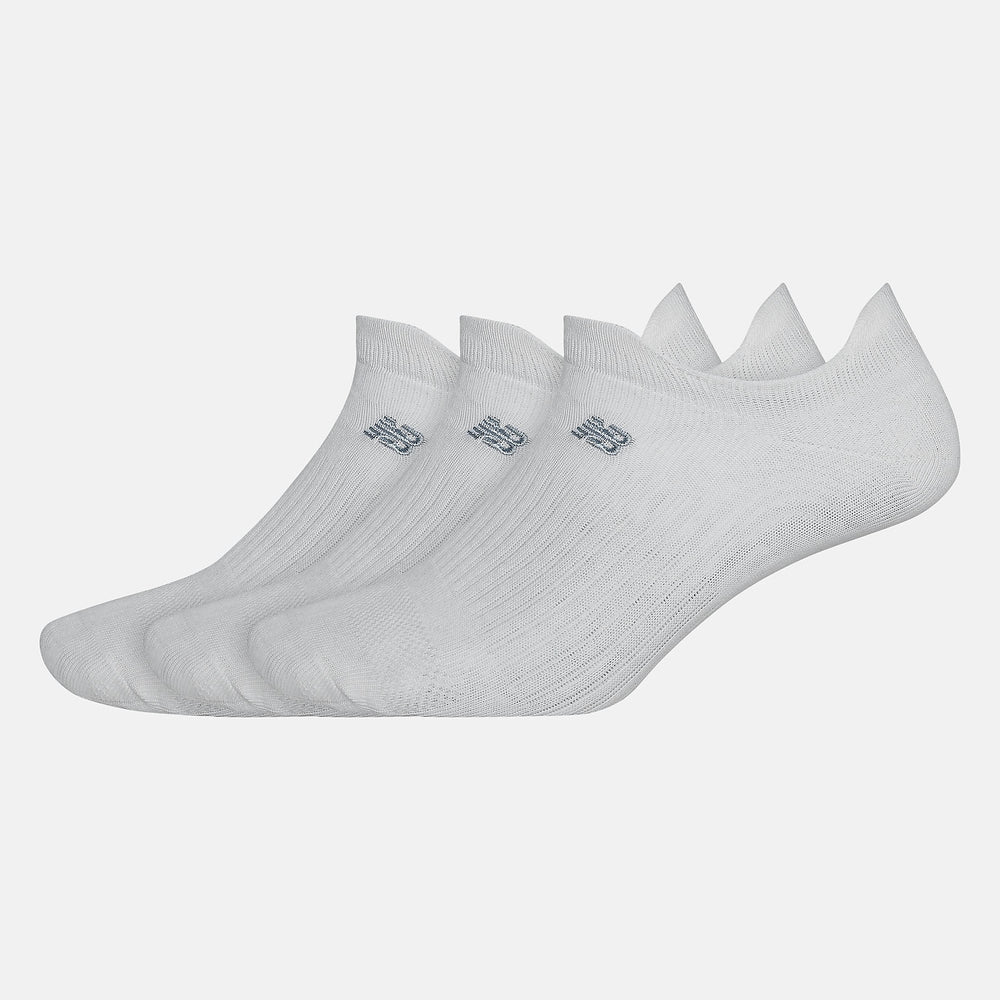 White Flat Knit Lowcut Tab Socks 3 Pack / New Balance Women|Men
