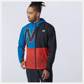 Black/Wave Blue Printed Impact Run Light Pack Jacket / New Balance Men