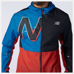 Black/Wave Blue Printed Impact Run Light Pack Jacket / New Balance Men