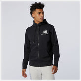 Black NB Essentials Stacked Full Zip Hoodie / New Balance Men