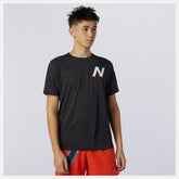 Wave Blue Printed Impact Run Short Sleeve / New Balance Men