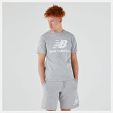 Athletic Grey Essentials Stacked Logo Tee / New Balance Men