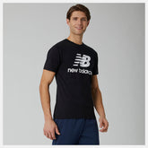 Black Essentials Stacked Logo Tee / New Balance Men