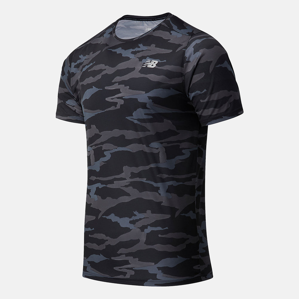 Black Camo Printed Accelerate Short Sleeve / New Balance Men