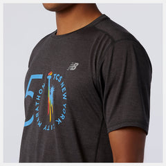 Black Heather NYC Marathon Impact Run Short Sleeve / New Balance Men