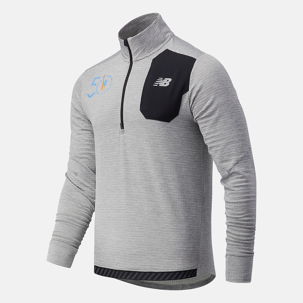 Athletic Grey NYC Marathon Impact Run Grid Back Half Zip / New Balance Men