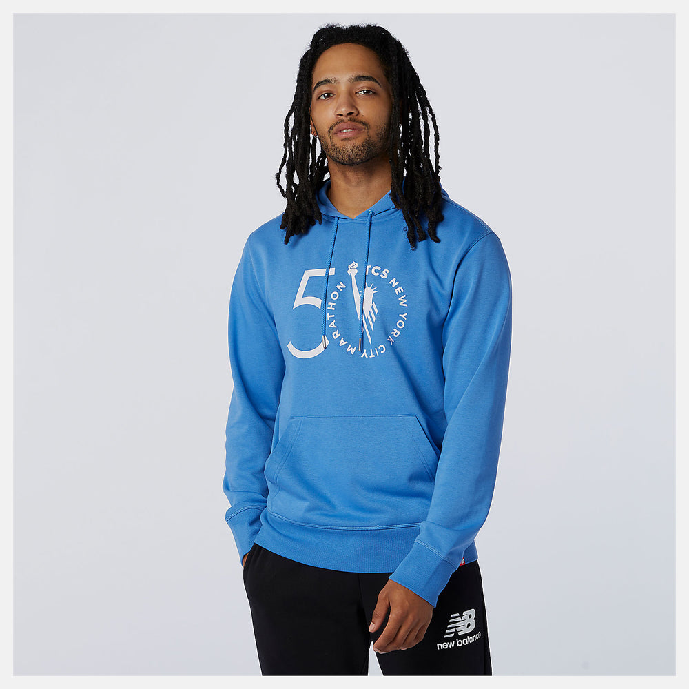 Faded Cobalt NYC Marathon Essentials Stacked Logo Po Hoodie / New Balance Men