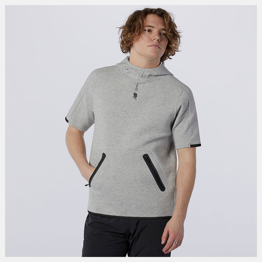 Athletic Grey Fortitech Fleece Short Sleeve Hoodie / New Balance Men