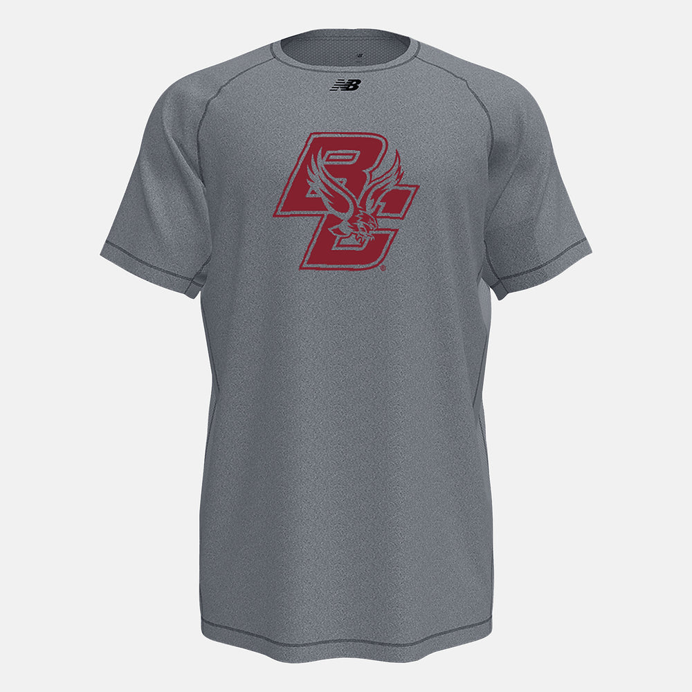Med Heather Grey Raglan Tech Tee(Boston College) / New Balance Men