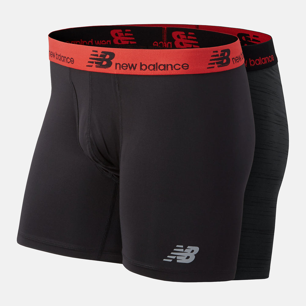 Black/Red NB Dry 6 Inch Boxer Brief 2 Pack / New Balance Men