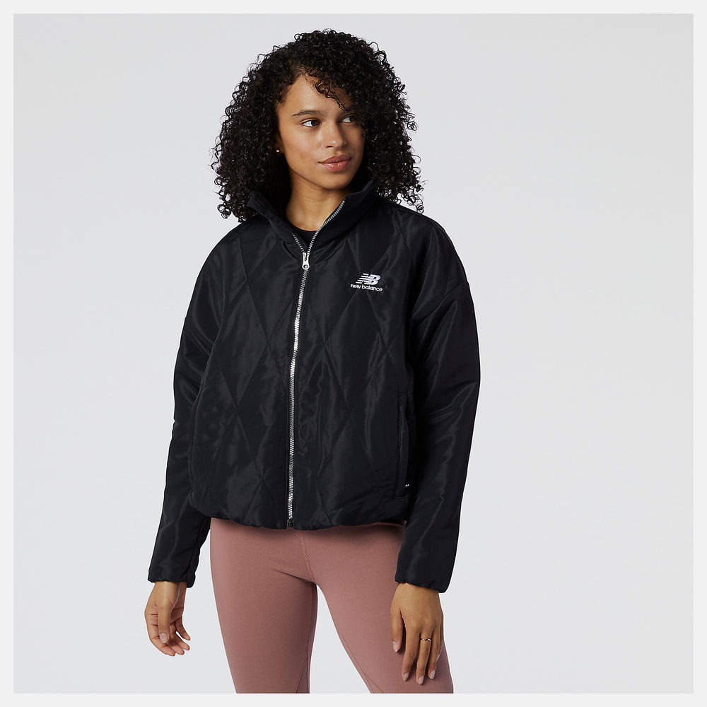 Black NB Athletics Argyle Quilted Jacket / New Balance Women