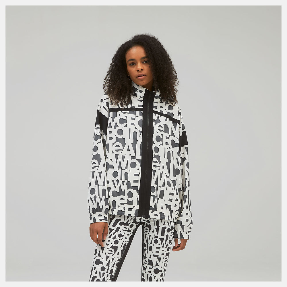 White Relentless Printed Woven Jacket / New Balance Women