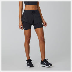 Black Impact Run 2 In 1 Short / New Balance Women