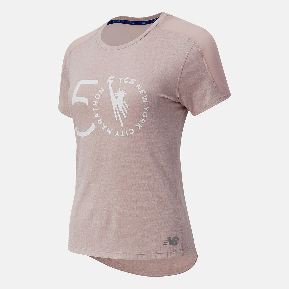 Saturn Pink NYC Marathon Impact Run Short Sleeve / New Balance Women