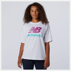 White Multi NB Essentials Stacked Logo Tee / New Balance Women