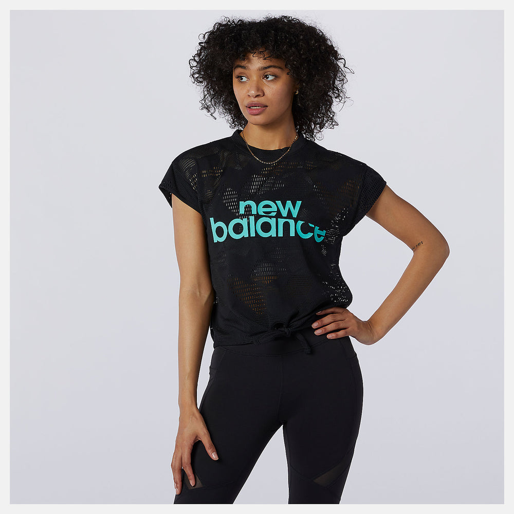 Black Achiever Collide Open Mesh Tee / New Balance Women