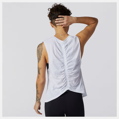 White Relentless Cinched Back Graphic Tank / New Balance Women