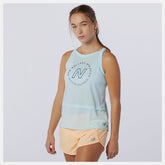 Pale Blue Printed Impact Run Hybrid Tank / New Balance Women