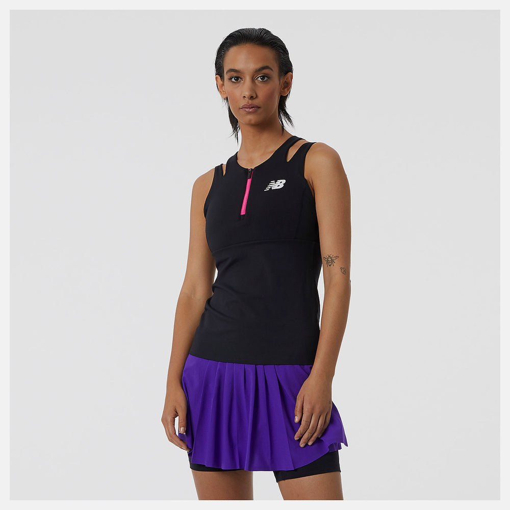 Black Tournament Keyhole Tank / New Balance Women