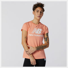 Paradise Pink Essentials Stacked Logo Tee / New Balance Women