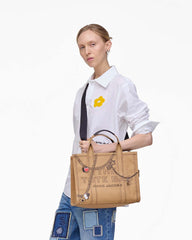 Marc Jacobs The Trompe L'Oeil Charm Canvas Medium Tote Bag Camel Multi BAGS