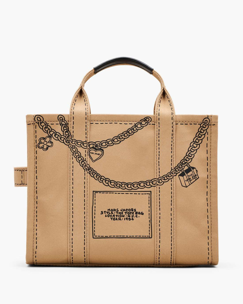 Marc Jacobs The Trompe L'Oeil Charm Canvas Medium Tote Bag Camel Multi BAGS