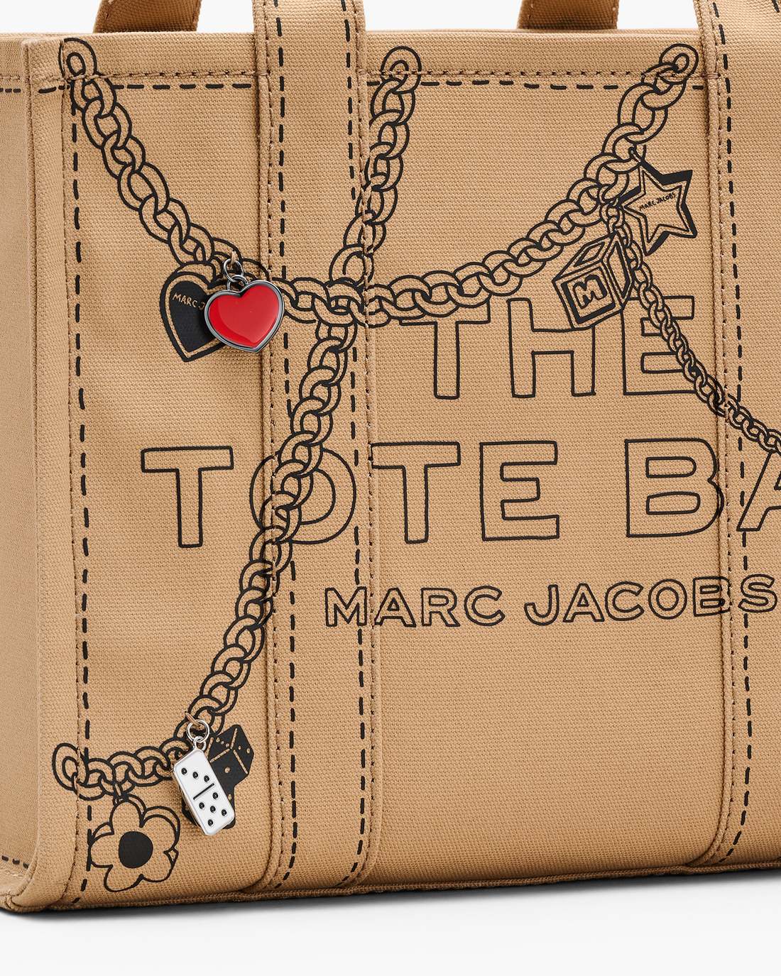 Marc Jacobs The Trompe L'Oeil Charm Canvas Medium Tote Bag Camel Multi BAGS