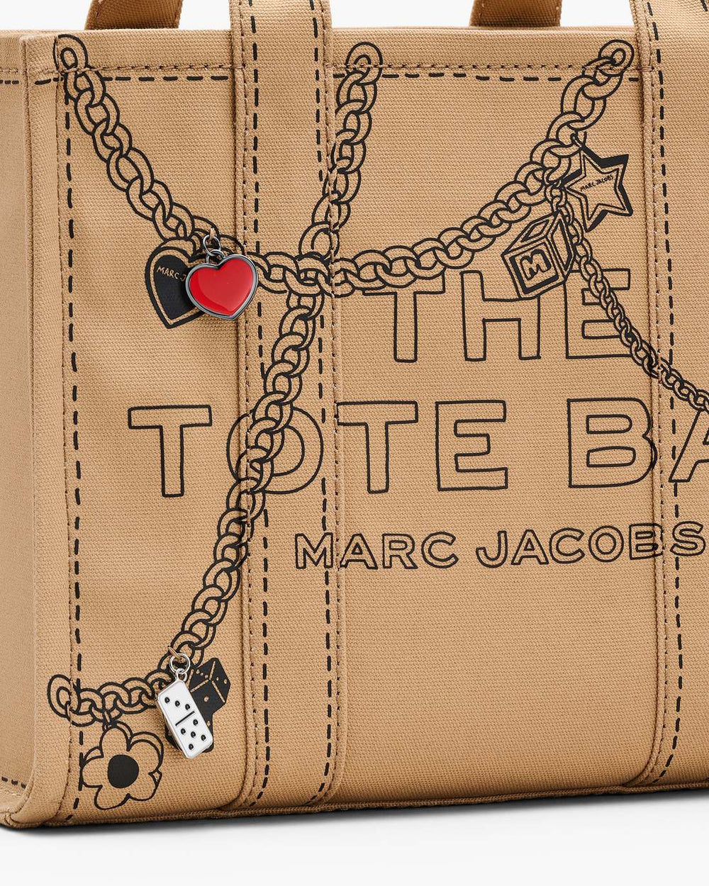 Marc Jacobs The Trompe L'Oeil Charm Canvas Medium Tote Bag Camel Multi BAGS