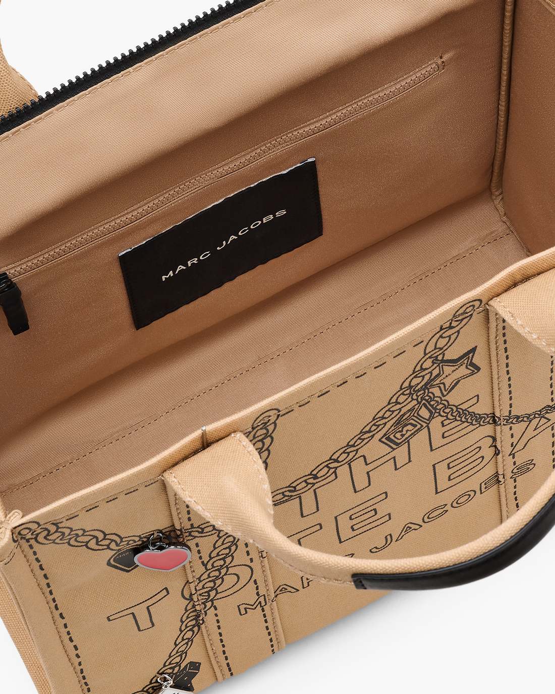 Marc Jacobs The Trompe L'Oeil Charm Canvas Medium Tote Bag Camel Multi BAGS