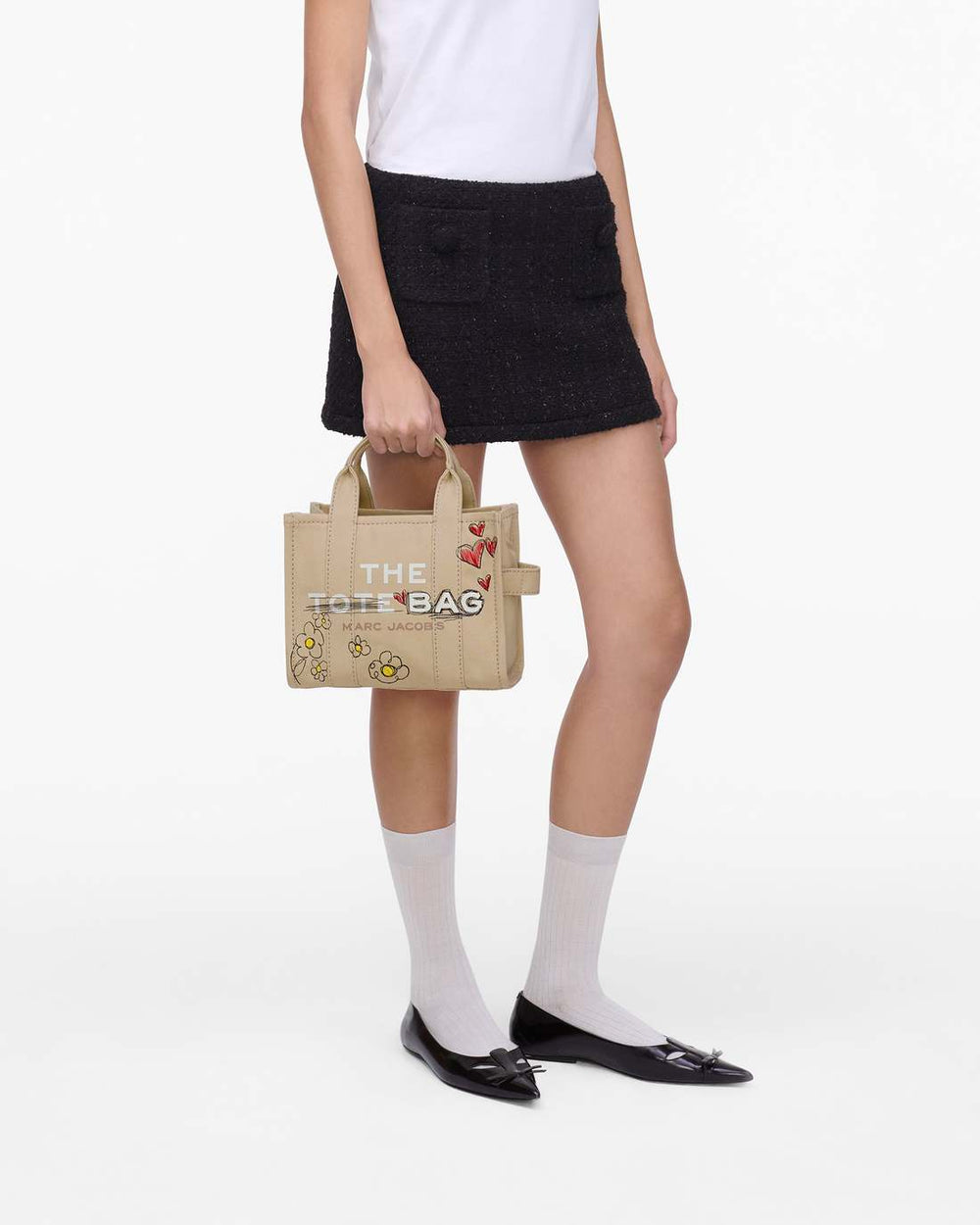 Marc Jacobs The Daisy Doodle Canvas Small Tote Bag Beige Multi BAGS