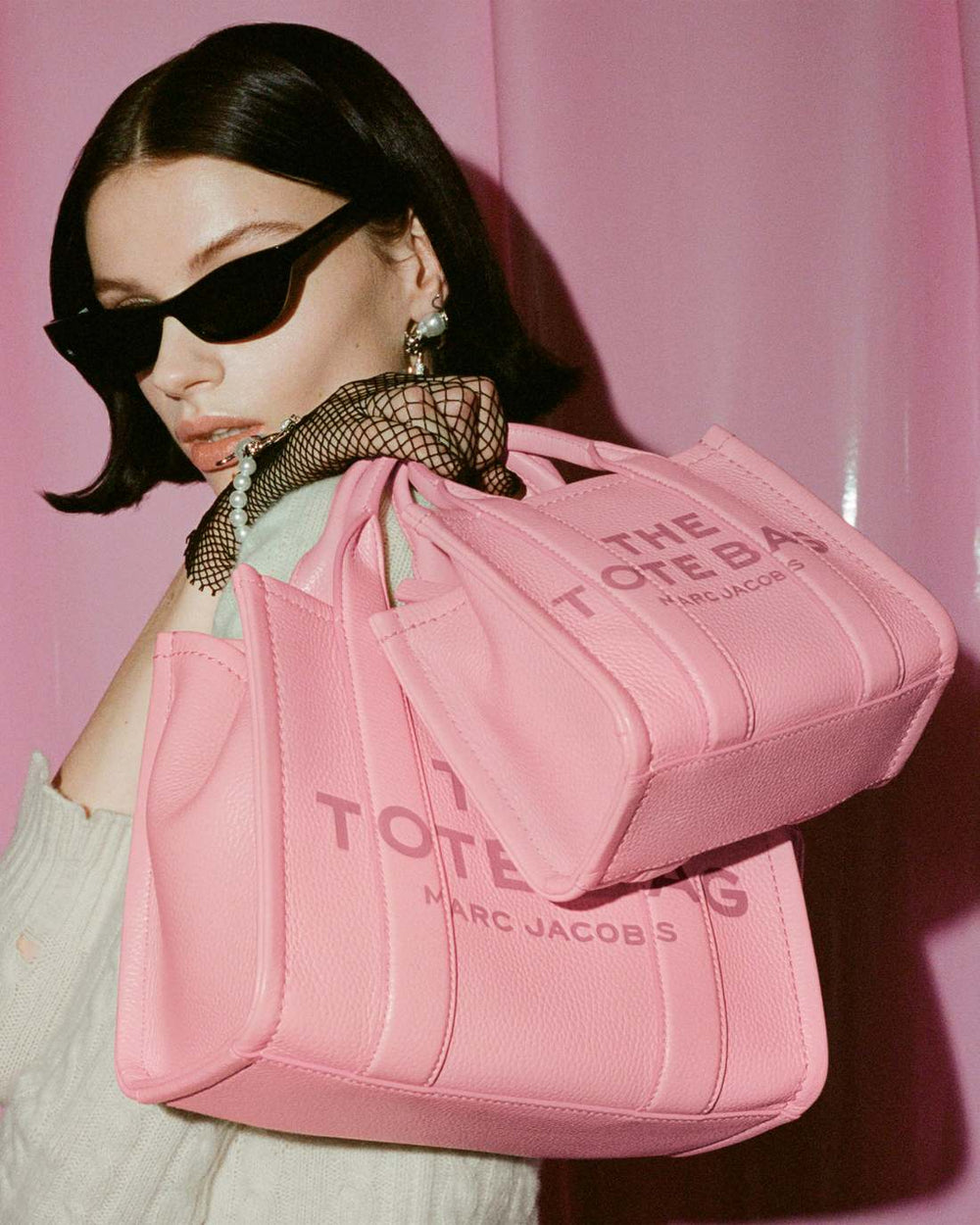 Marc Jacobs The Leather Crossbody Tote Bag Ribbon Pink BAGS