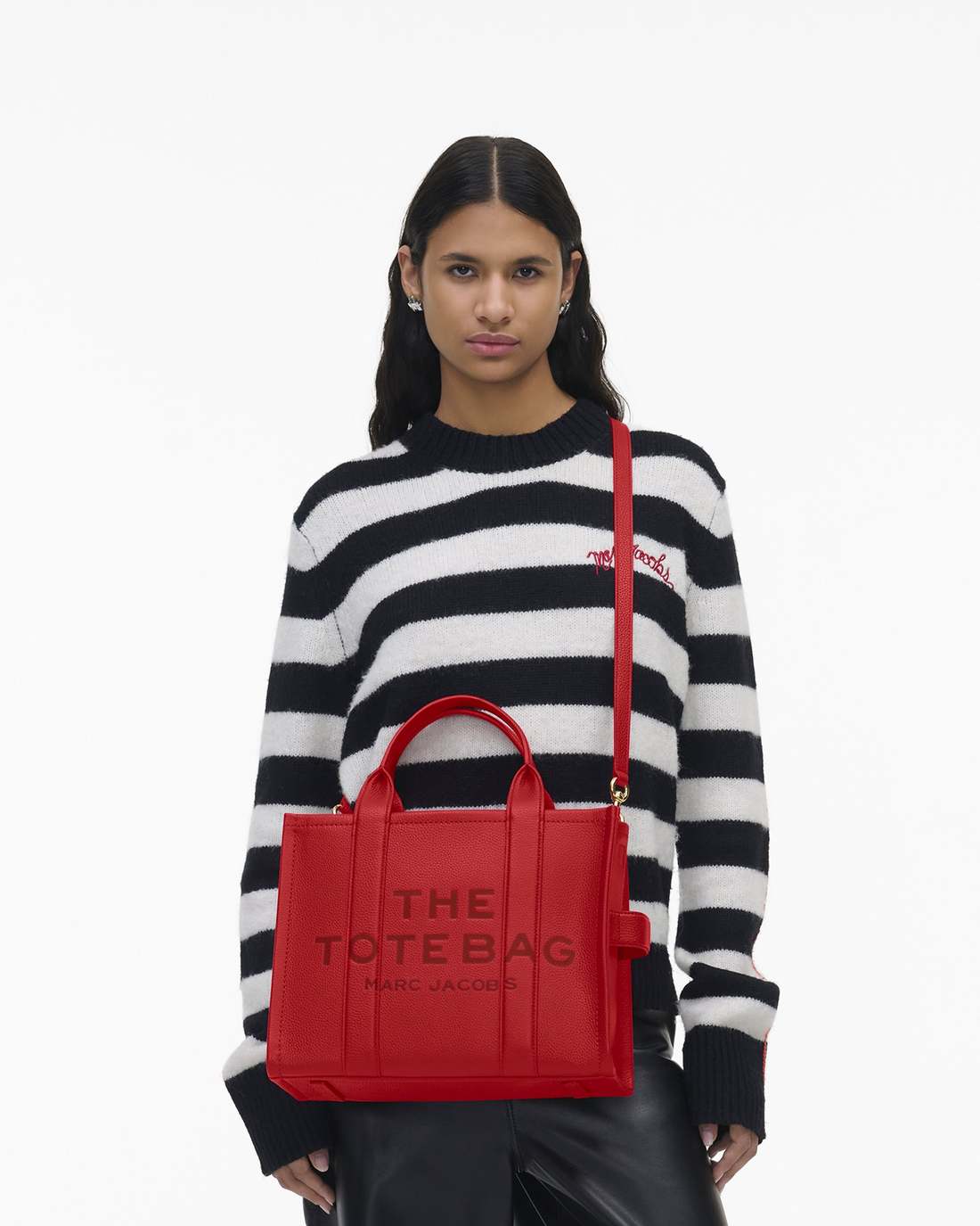 Marc Jacobs The Leather Medium Tote Bag True Red BAGS