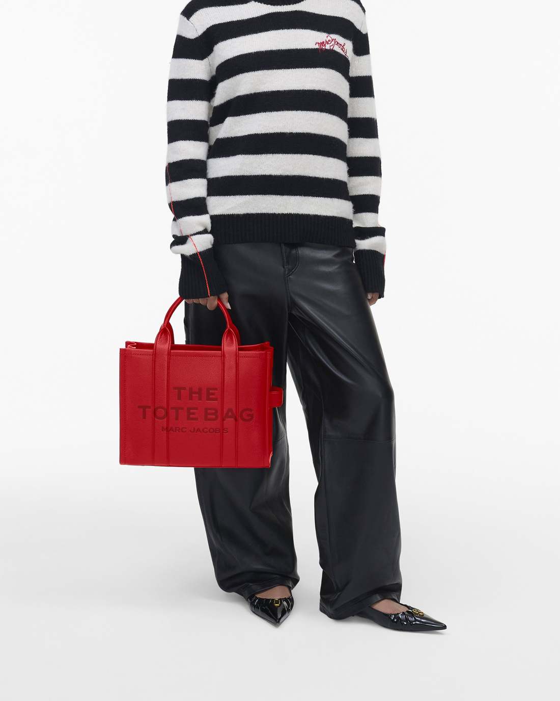 Marc Jacobs The Leather Medium Tote Bag True Red BAGS