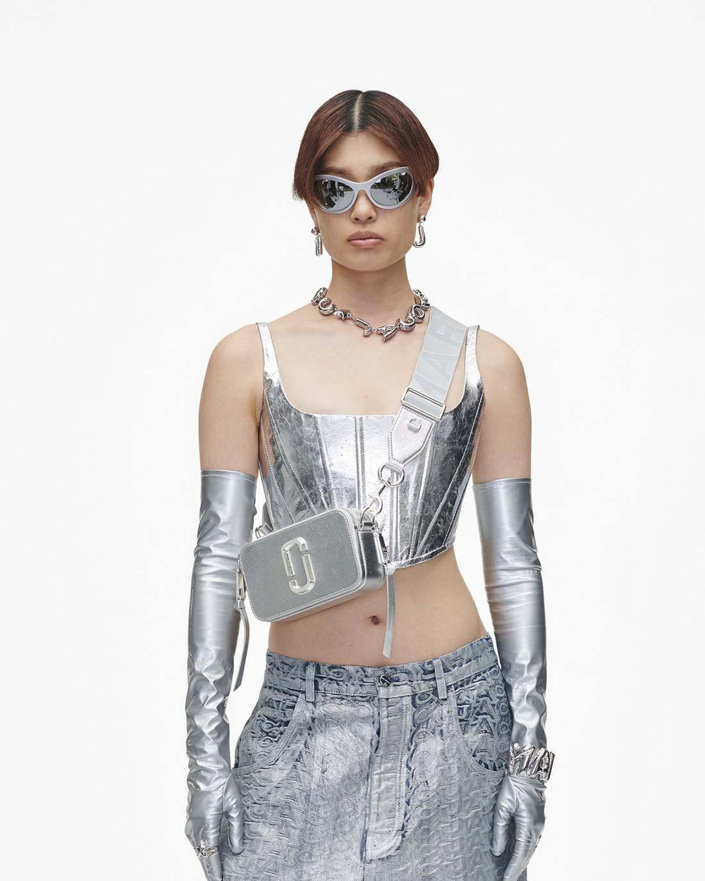 Marc Jacobs The Metallic Snapshot Dtm Silver BAGS