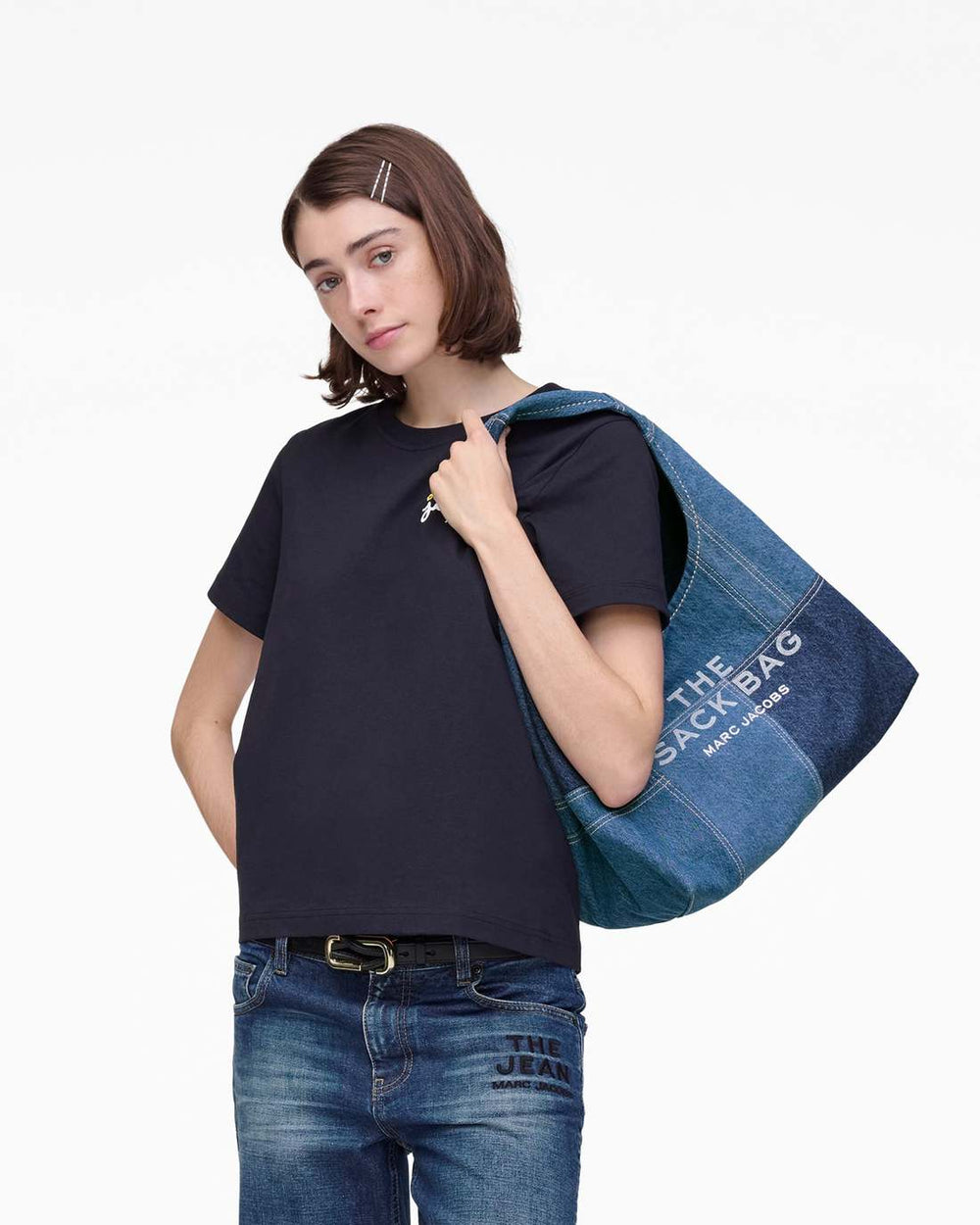 Marc Jacobs The Patchwork Denim Sack Bag Blue Denim BAGS