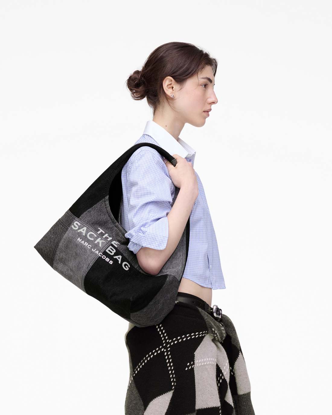 Marc Jacobs The Patchwork Denim Sack Bag Black Denim BAGS
