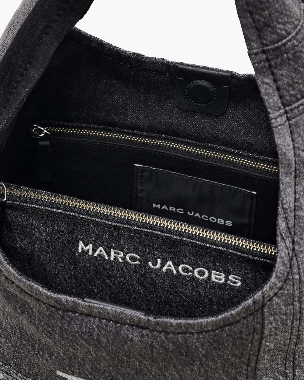 Marc Jacobs The Patchwork Denim Sack Bag Black Denim BAGS