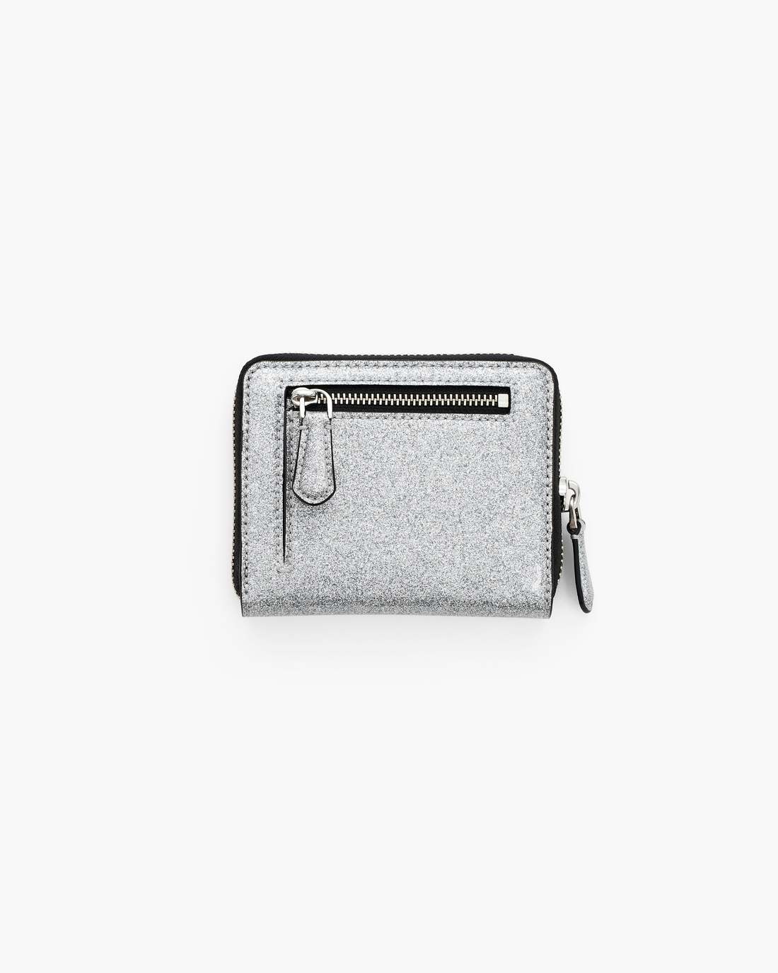 Marc Jacobs The Coated Glitter Everyday Slim Compact Wallet Silver WALLETS|NEW ARRIVALS