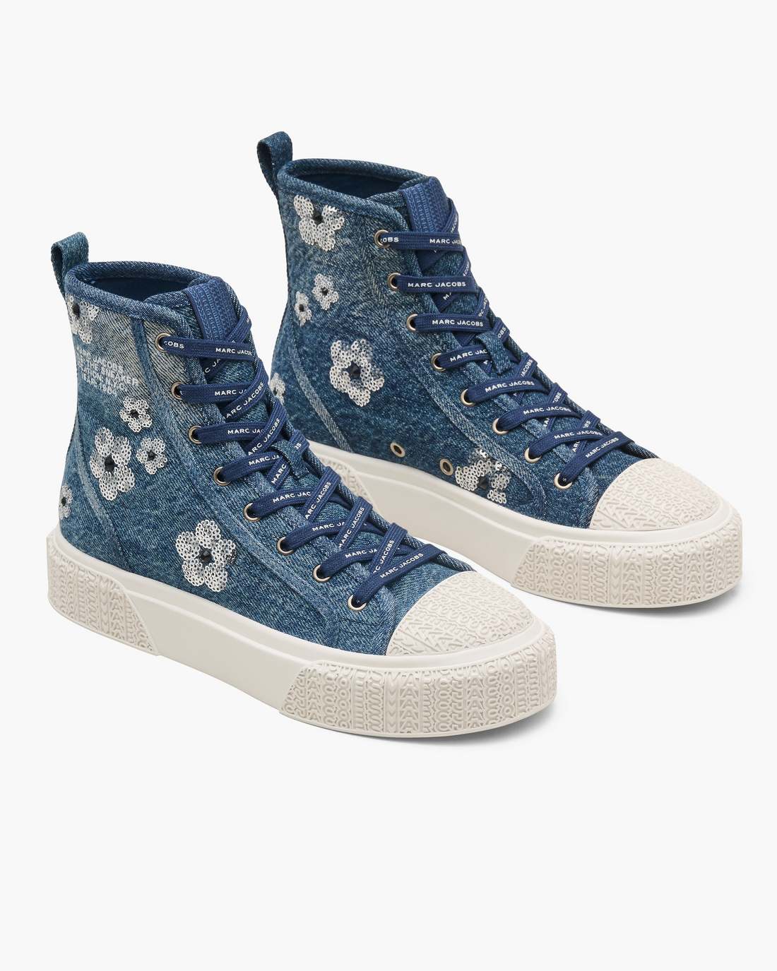 Marc Jacobs The Sequin Daisy Denim High Top Sneaker Vintage Indigo SHOES