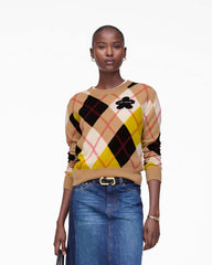 Marc Jacobs Preppy Daisy Argyle Crewneck Joy Yellow Multi READY TO WEAR|NEW ARRIVALS