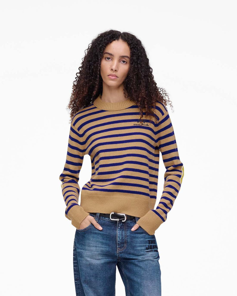 Marc Jacobs Joy Striped Crewneck Camel/Pansy READY TO WEAR