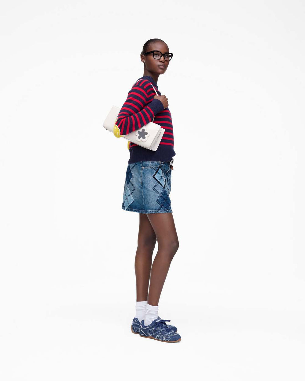 Marc Jacobs Argyle Patchwork Mini Skirt Bright Indigo READY TO WEAR
