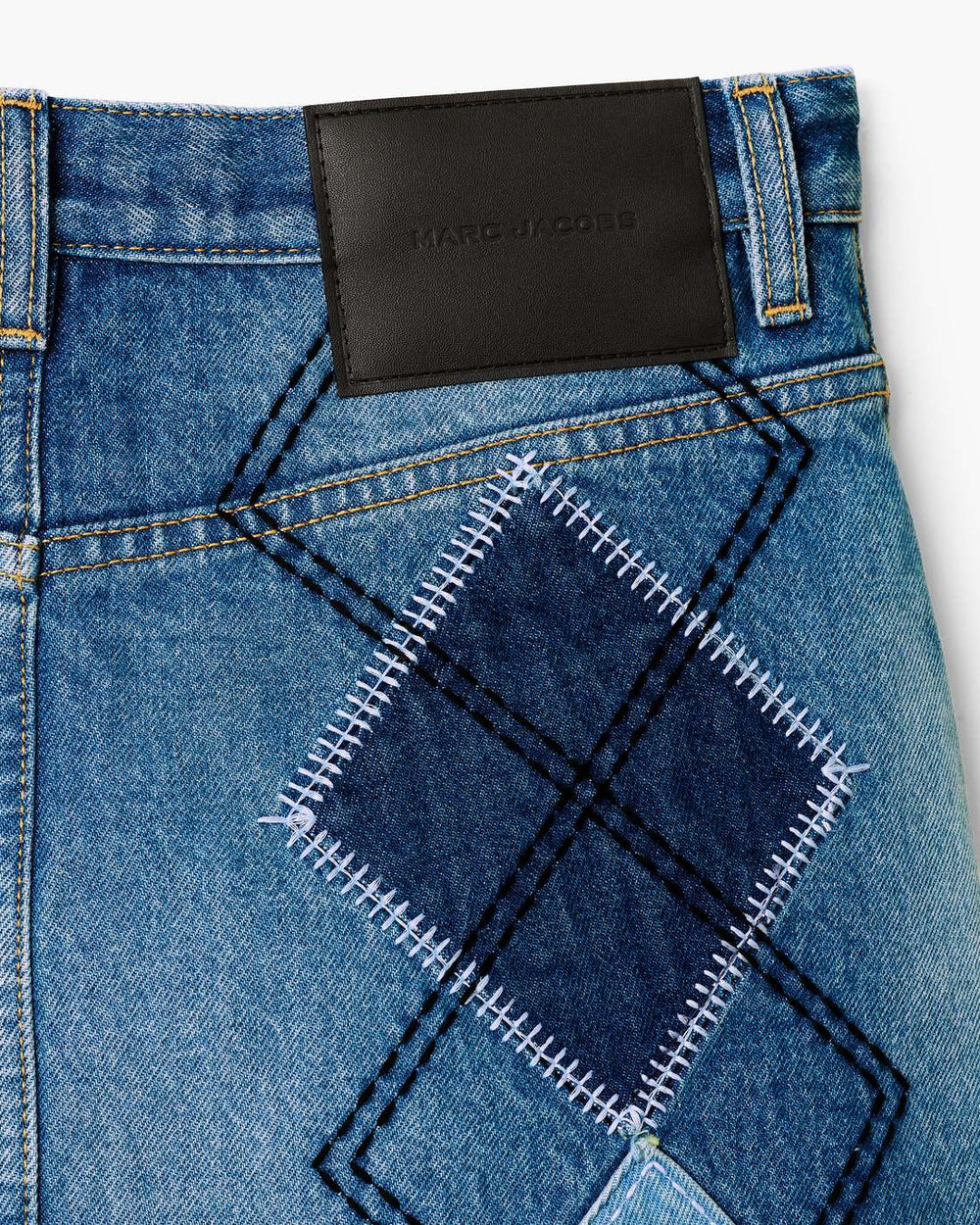 Marc Jacobs Argyle Patchwork Mini Skirt Bright Indigo READY TO WEAR