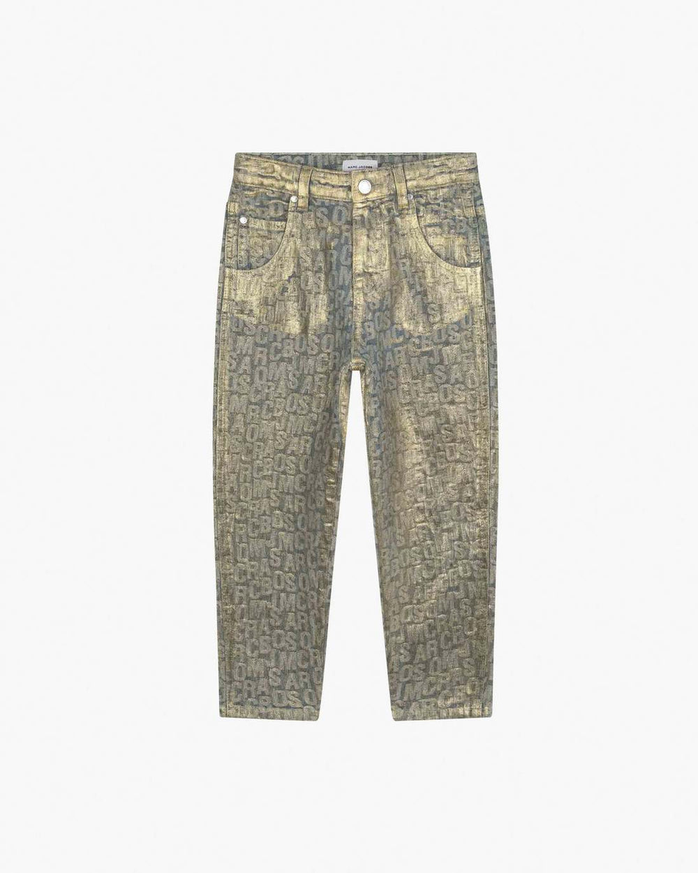 Marc Jacobs The Metallic Jumbled Logo Jeans Gold READY TO WEAR