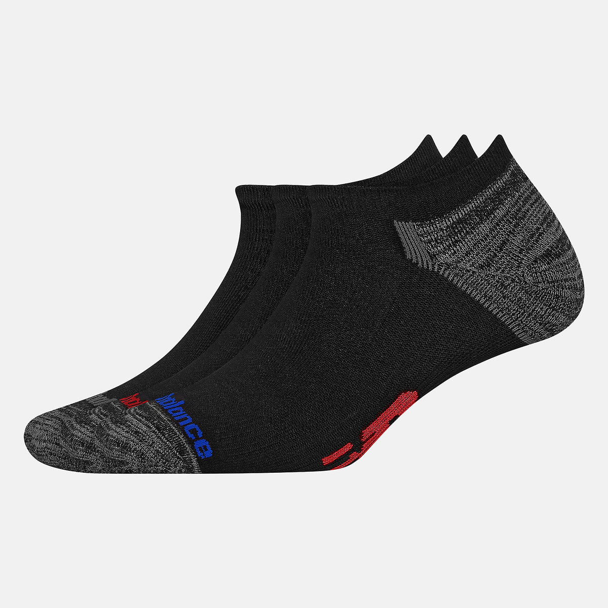 Team Red Heather Strategic Cushion No Show Socks 3 Pack / New Balance Women|Men